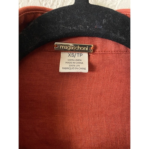 Rust Button-Up 100% Linen Shirt Dress - Picture 3 of 3